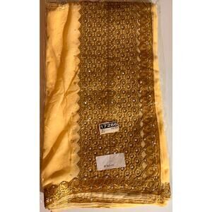 Golden Yellow Saree w/ Heavy Gold Embroidered Border & Rhinestones– Elegant wear